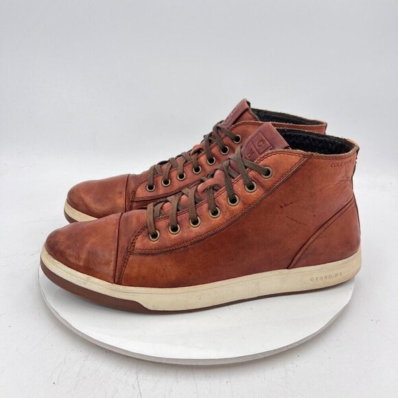 Cole Haan GrandPro Spectator Men Size 11M Brown Tan Leather Mid Top Lace Up Shoe - Picture 1 of 11